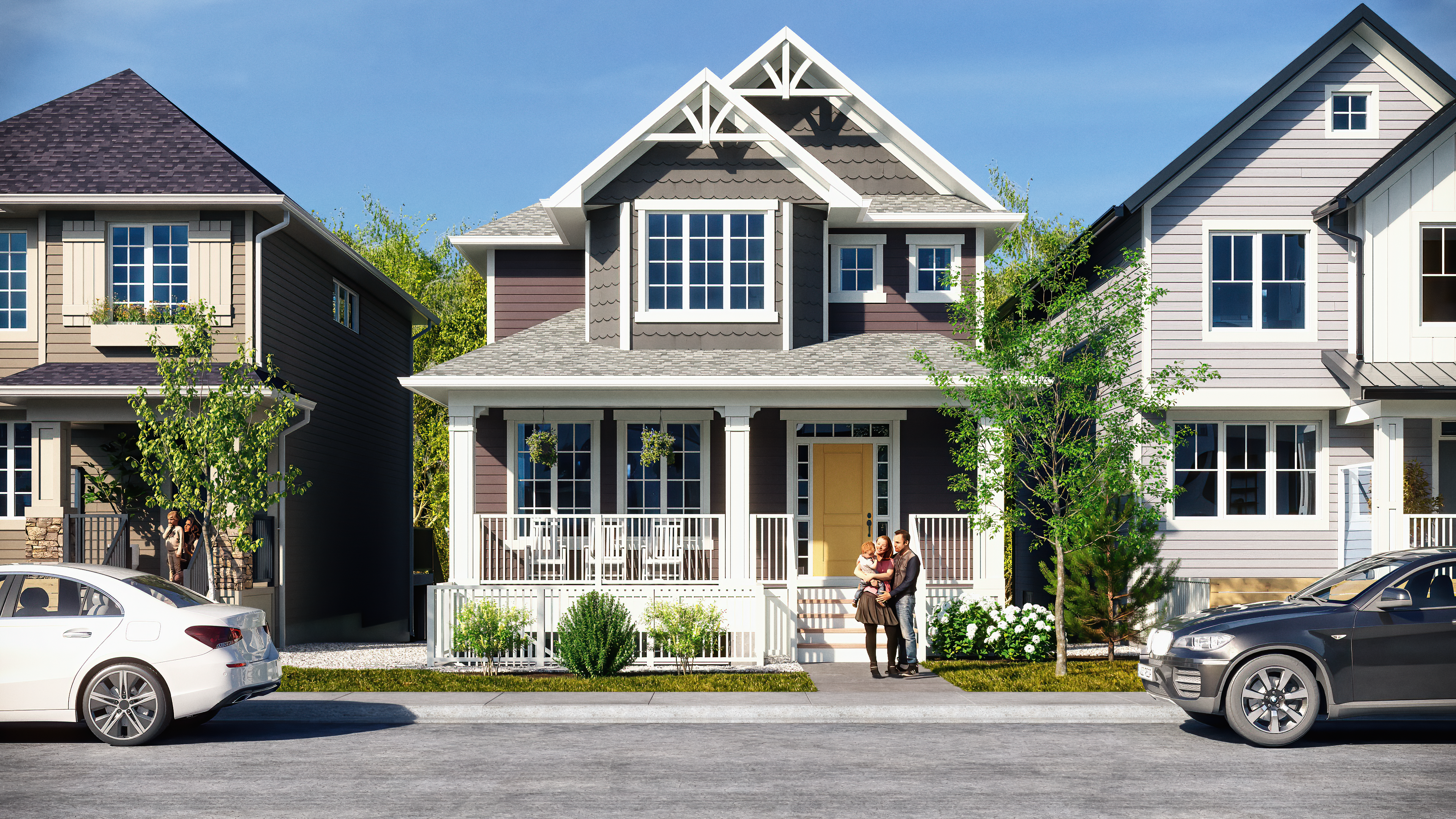 Rental property building with a triangle parallaxing around the border
