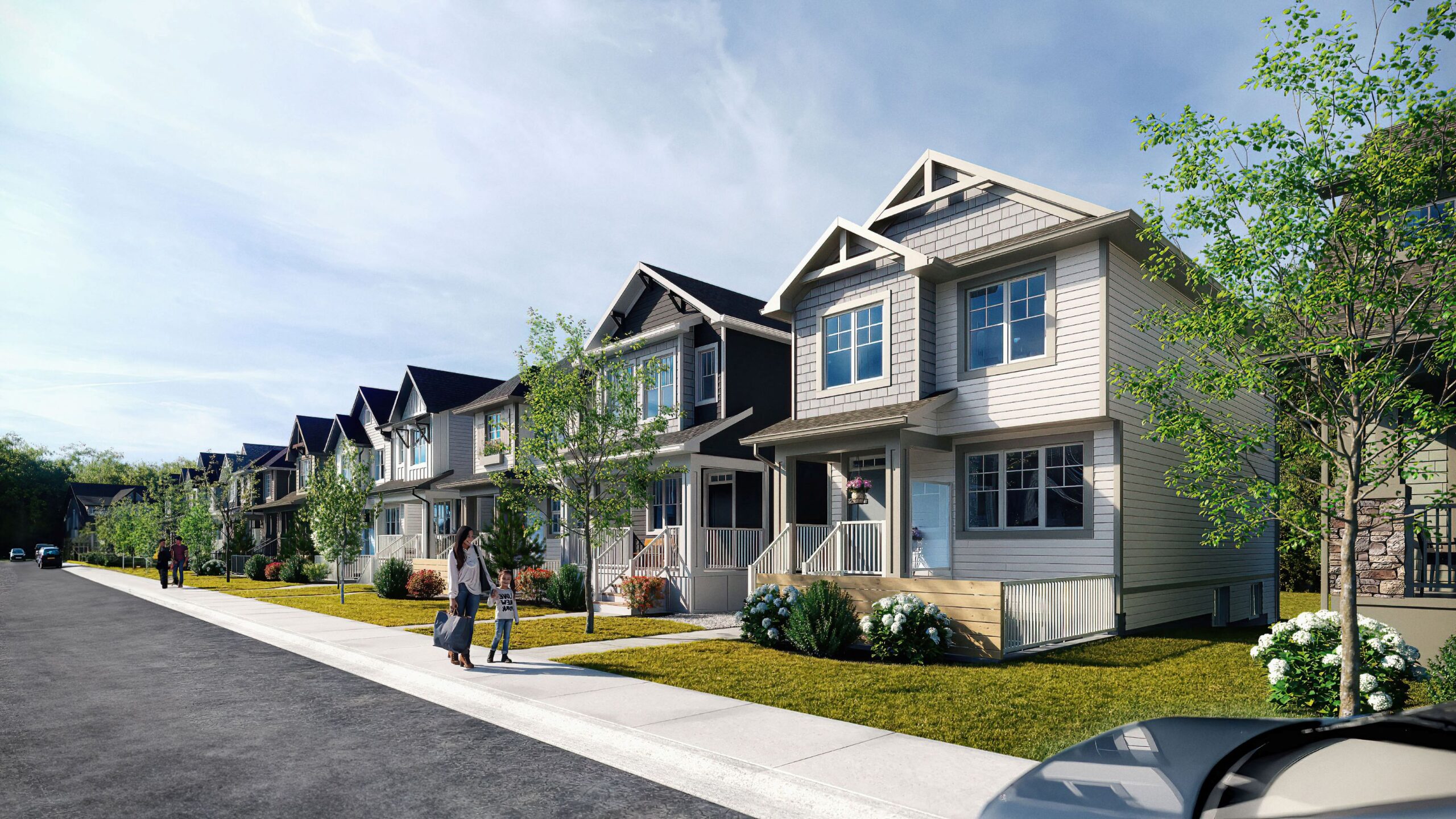 Rental property building with a triangle parallaxing around the border